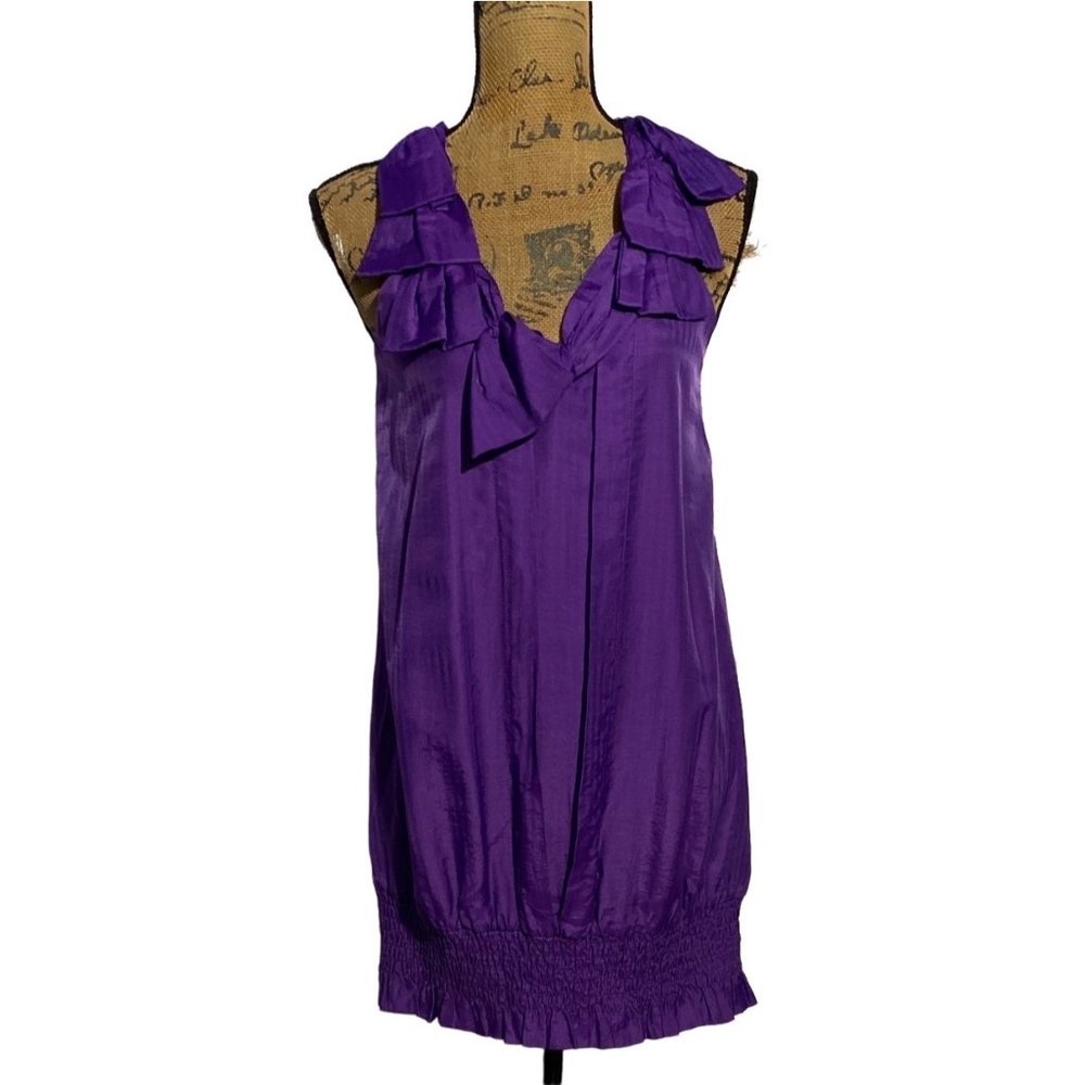Alessandro Miele S Dress Unique Party Grape Purple Smocked Hem Back Keyhole